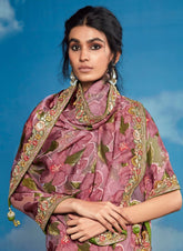 Forest Green and Purple Pure Brasso Saree LXSE0033